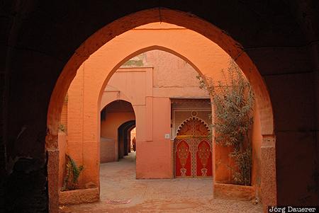 Marrakech, Marrakech-Tensift-Al Haouz, Morocco, Africa, alley, arches, door, Marokko, Marrakesh, Murakush