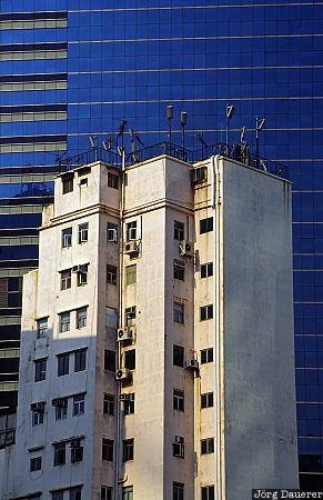 China, Hong Kong, blue, facade, glass