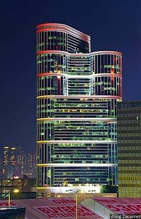 China, Hong Kong, skyscraper, building, artificial light, night, Wolkenkratzer