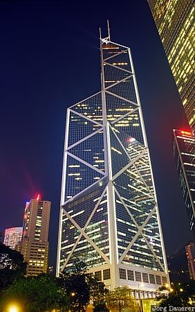 China, Hong Kong, night, artificial light, blue hour, modern, skyscraper