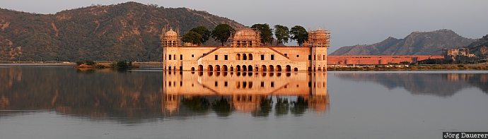India, Rajasthan, Jaipur, palace, reflexion, panorama, reflection