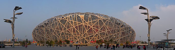 2008, Beijing National Stadium, Bird's Nest, China, CHN, People's Republic of China, evening light