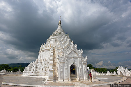 Burma, dark clouds, Hsinbyume Pagoda, Mingun, Myatheindan Pagoda, Pagoda, Sagaing Region, Myanmar