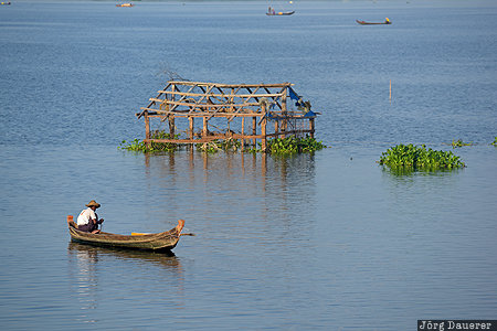 Amarapura, boat, burma, fisherman, Mandalay Region, Taungthaman Lake, U Bein Bridge, Myanmar