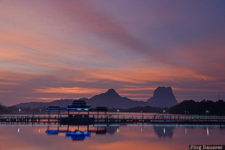 Hpa-An, blue hour, burma, Kan Thar Yar Bridge, Kayin State, morning light, Mount Zwegabin, Myanmar