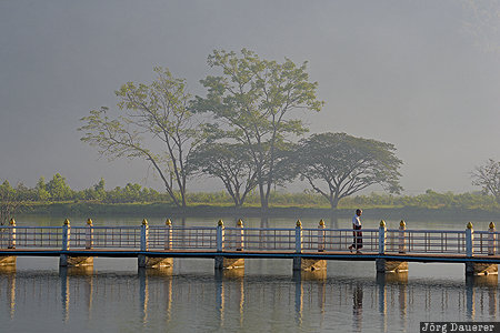 Lone Monk Hpa-An, bridge, burma, fog, island, Kayin State, Kyauk Ka Lat Pagoda, Myanmar