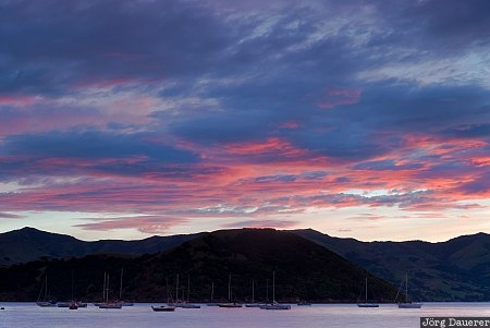 Duvauchelle, French Farm, New Zealand, Akaroa Harbour, banks peninsula, boats, Canterbury, Neuseeland