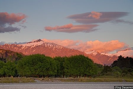 Glendhu, New Zealand, Wanaka, blue sky, green, lake, Alpenglow, Otago, Neuseeland