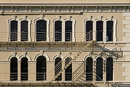 Dunedin, New Zealand, facade, fire escape, fire ladder, ladder, Otago, Neuseeland