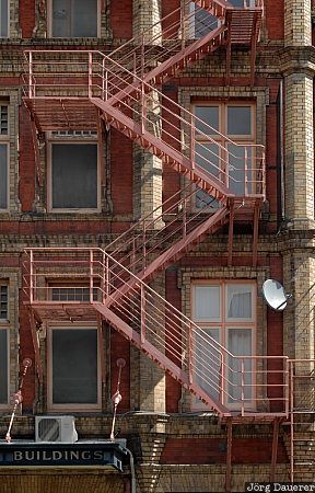 Dunedin, New Zealand, facade, fire escape, fire ladder, ladder, Otago, Neuseeland