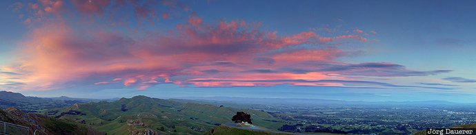 Green Farmland green, Green Farmland, hawk's bay, hills, morning light, North Island, red clouds, New Zealand, Neuseeland