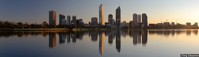 Australia, Western Australia, Perth, morning light, reflexion, skyline, skyscraper, Australien, Down Under