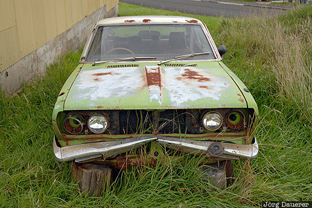 AUS, green, rust, car, wreck Australia, Rosebery, Tasmania