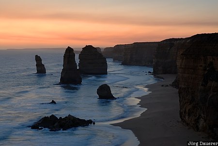 Australia, Victoria, Great Ocean Road, sunset, southern ocean, beach, sea stack, Australien, Down Under, VIC