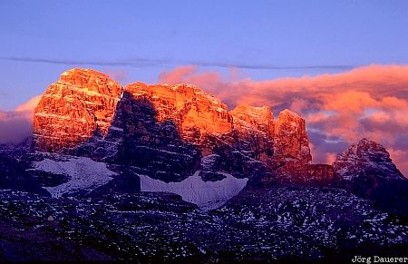 Dolomite Alps, Dolomiten, Italy, mountains, alpenglow, Belluno, clouds, Italien, Italia