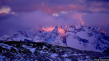 Dolomite Alps, mountains, sunset, Italy, Alpenglow, Belluno, Tre Cime, Italien, Italia