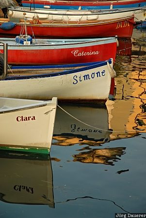 Boats in Lazise boats, evening light, Italy, Lago di Garda, Lake Garda, Lazise, reflexion, Italien, Italia