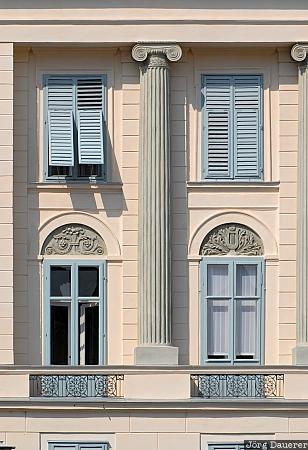 Austria, Styria, Graz, column, facade, shutters, white, Österreich, Steiermark, Oesterreich