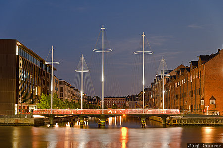 Cirkelbroen Capital Region, Denmark, DNK, blue hour, bridge, Cirkelbroen, evening light, Copenhagen, Dänemark, Daenemark