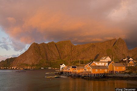 Clouds above Sakrisøy Nordland, Norway, Reine, archipelago, island, Lofoten, Moskenesøy, Norwegen, Norge