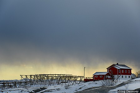 NOR, Nordland, Norway, Moskenesøy, Sørvågen, Tind, back lit, Norwegen, Norge