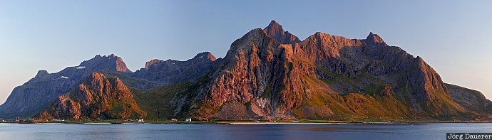 Mountains blue sky, evening light, flakstad, Flakstadøya, Fredvang, Lofoten, mountains, Norway, Norwegen, Norge