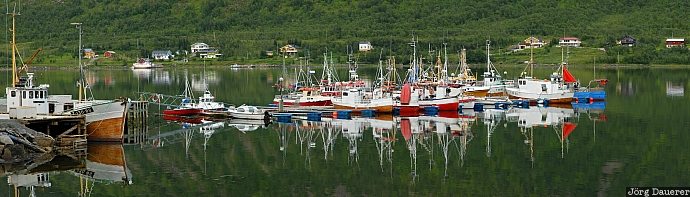 Grashopen, Norway, Skaland, Troms, boats, fishing boats, fjord, Norwegen, Norge