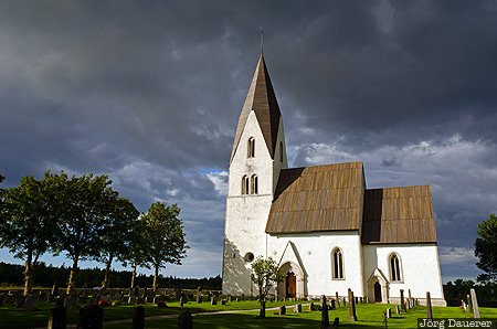 Dalhem, Gotland, Tofta, SWE, Sweden, church, dark clouds