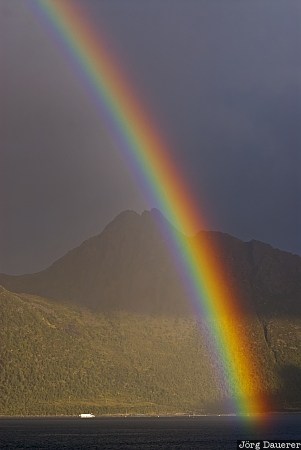 Botnhamn, Innergard, melfjord, mountains, Norway, Rainbow, senja