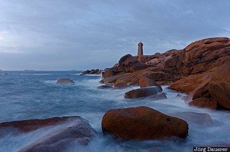 Bretagne, France, La Clarté, Saint-Guirec, Côte de Granit Rose, clouds, evening light