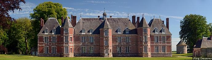 FRA, France, Haute-Normandie, Paluel, blue sky, bricks, Château de Janville, Frankreich