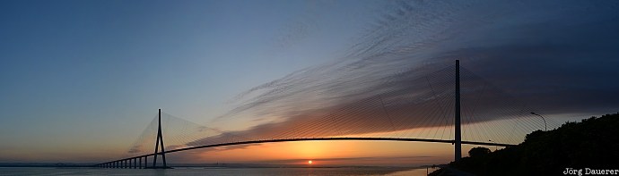 Basse-Normandie, FRA, France, La Rivière-Saint-Sauveur, bridge, cable-stayed bridge, clouds