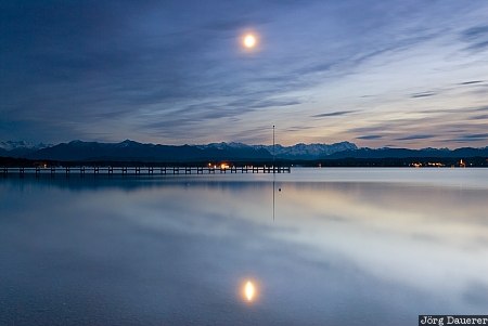 Bavaria, Bernried, Germany, Unterambach, bavarian alps, evening sky, lake, Seeshaupt, Deutschland, Bayern