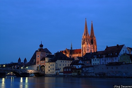 Regensburg Germany, Regensburg, Bavaria, blue hour, blue sky, Cathedral, church, Deutschland, Bayern