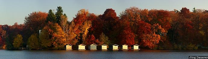 Wessliner See, autumn foliage, huts, Oberbayern, Starnberg, Upper Bavaria