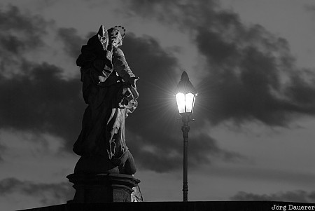 Alte Mainbrücke, Bavaria, black and white, bridge, clouds, franconia, Germany, Würzburg, Deutschland, Bayern, Wuerzburg