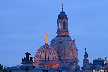 Dresden, Germany, blue hour, church, cupola, dome, Dresden Academy of Fine Arts, Saxony, Deutschland, Sachsen