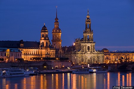 Dresden, Germany, blue hour, church, cupola, elbe, evening light, Saxony, Deutschland, Sachsen