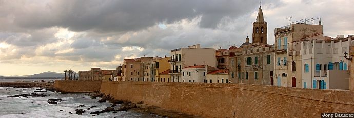 old city, evening light, sea, coast, Sardinia, Italy, mediterranean, Italien, Italia, Sardinien, Sardegna