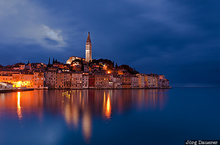 Croatia, HRV, Istarska, Rovinj, adriatic sea, blue hour, evening light