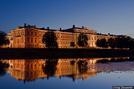 Jelgava, Latvia, LVA, blue hour, building, evening light, flood-lit