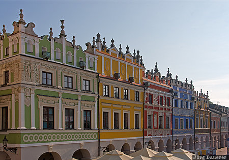 Lublin, POL, Poland, Zamosc, colorful, facade, Großer Markt