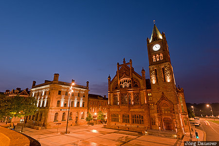 Derry, GBR, Londonderry, Northern Ireland, United Kingdom, blue hour, evening light, Großbritannien, Vereinigtes Königreich, Grossbritannien, Vereinigtes Koenigreich