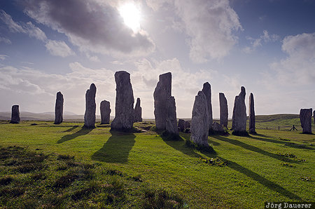 Callanish, GBR, Scotland, back-lit, Callanish Stones, Isle of Lewis, outer Hebrides, United Kingdom, Großbritannien, Vereinigtes Königreich, Schottland, Grossbritannien, Vereinigtes Koenigreich
