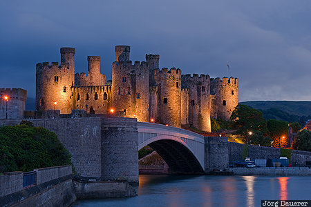 Conwy, Conwy Community, GBR, United Kingdom, Wales, blue hour, bridge, Großbritannien, Vereinigtes Königreich, Grossbritannien, Vereinigtes Koenigreich