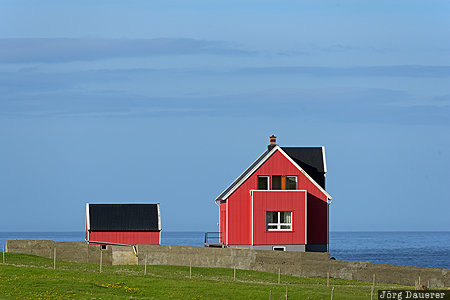 Faroe Islands, FRO, Skálavik, Skálavík, atlantic Ocean, blue sky, evening light, Sandoy, Färöer-Inseln, Skalavik, Faeroeer-Inseln