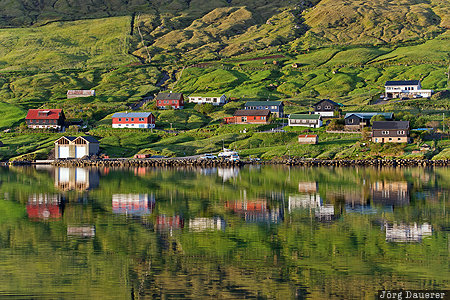 Signabøur Faroe Islands, FRO, buildings, green, green meadows, houses, Kollafjørður, Steymoy, Signabøur, Färöer-Inseln, Signabour, Faeroeer-Inseln