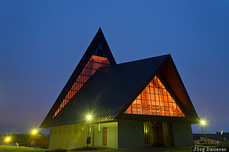 Faroe Islands, FRO, Tórshavn, blue hour, church, evening light, Steymoy, Färöer-Inseln, Torshavn, Faeroeer-Inseln