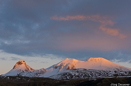 Iceland, ISL, Suðurland, alpenglow, highlands, evening light, Kerlingarfjöll, Sudurland, Kerlingarfjoell
