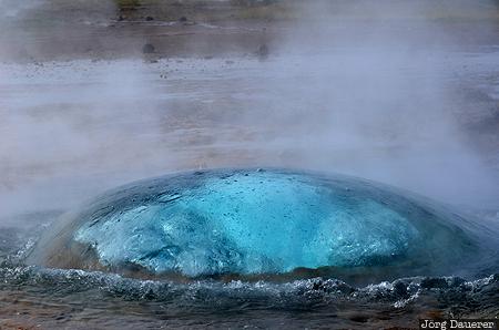 Strokkur Bubble Geysir, Iceland, ISL, Suðurland, blue, bubble, Strokkur, Sudurland